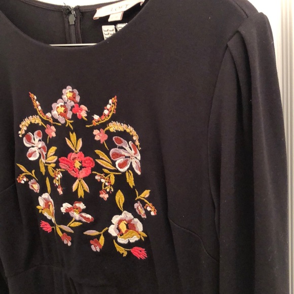 LOFT Black Floral Midi Dress - Picture 6 of 7